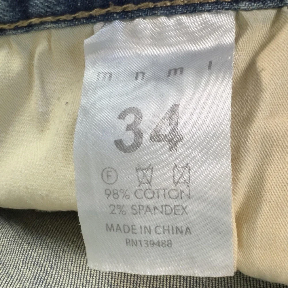 MNML Men's 34 Distressed Denim Shorts Fits Like 35 Light Wash Raw Hem Streetwear